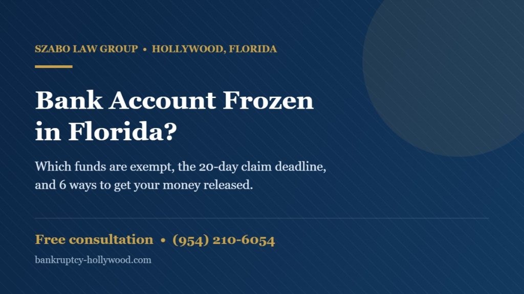 How to stop a bank account garnishment in Florida - debt relief attorney in Hollywood FL
