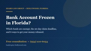 How to stop a bank account garnishment in Florida - debt relief attorney in Hollywood FL