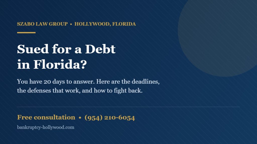 How to respond to a debt collection lawsuit in Florida - debt relief attorney in Hollywood FL