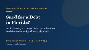 How to respond to a debt collection lawsuit in Florida - debt relief attorney in Hollywood FL